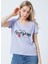 222 LCF 242010 Bisiklet Yaka Normal Kalıp Baskılı Lila Kadın T-Shirt 2