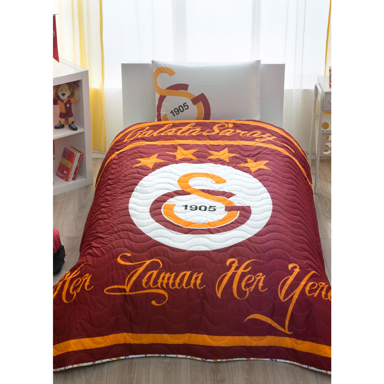 Taç Galatasaray GS Logo Tek Kişilik Lisanslı Yatak Örtüsü Fiyatı
