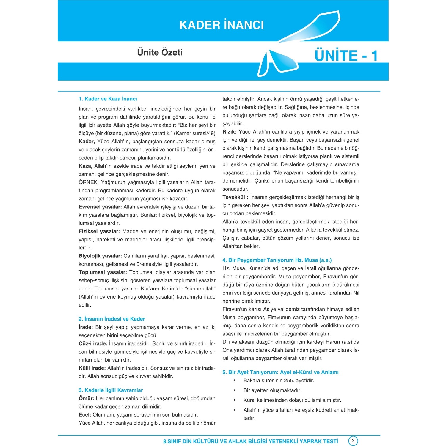 Ddy Yayinlari 8 Sinif Din Kulturu Ve Ahlak Bilgisi Yetenekli Kitabi