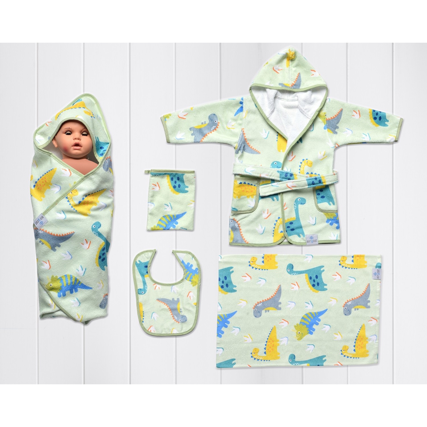 Airycot Baskılı Bebek Bornoz Seti Dino Fiyatı Taksit