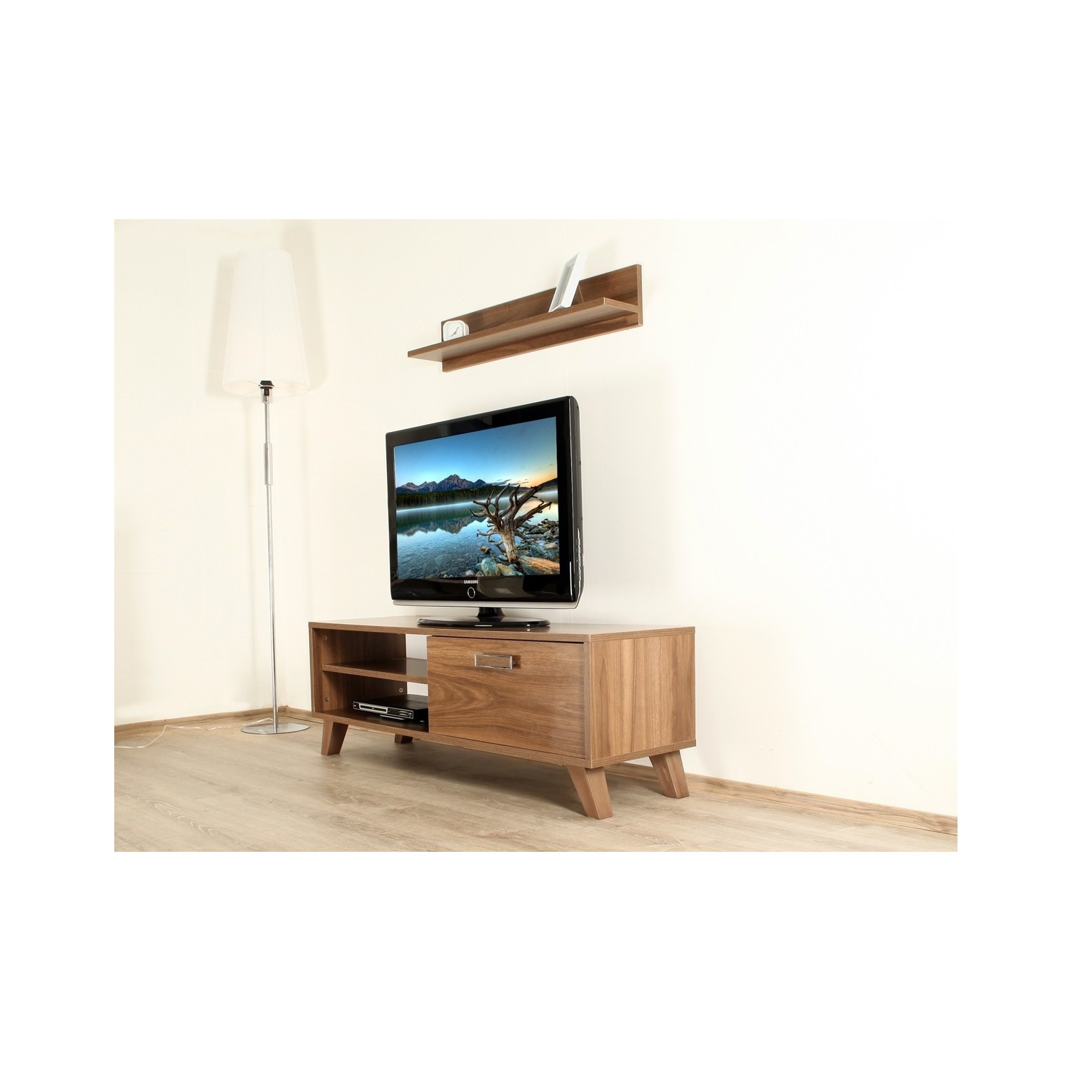 Ankara Mobilya Alfa Ceviz Raflı 120 Cm Tv Sehpası Fiyatı