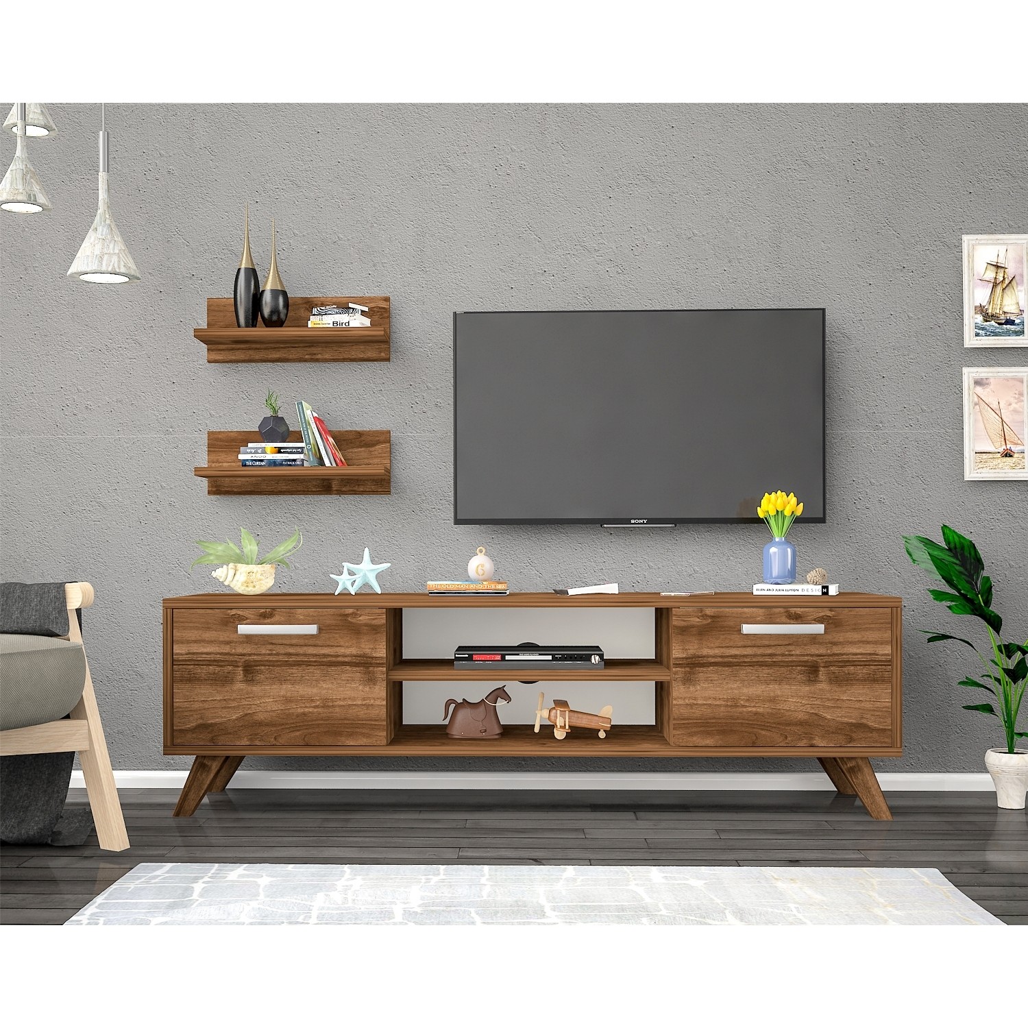 Ankara Mobilya Delta Ceviz 2 Raflı 140 Cm Tv Sehpası Fiyatı