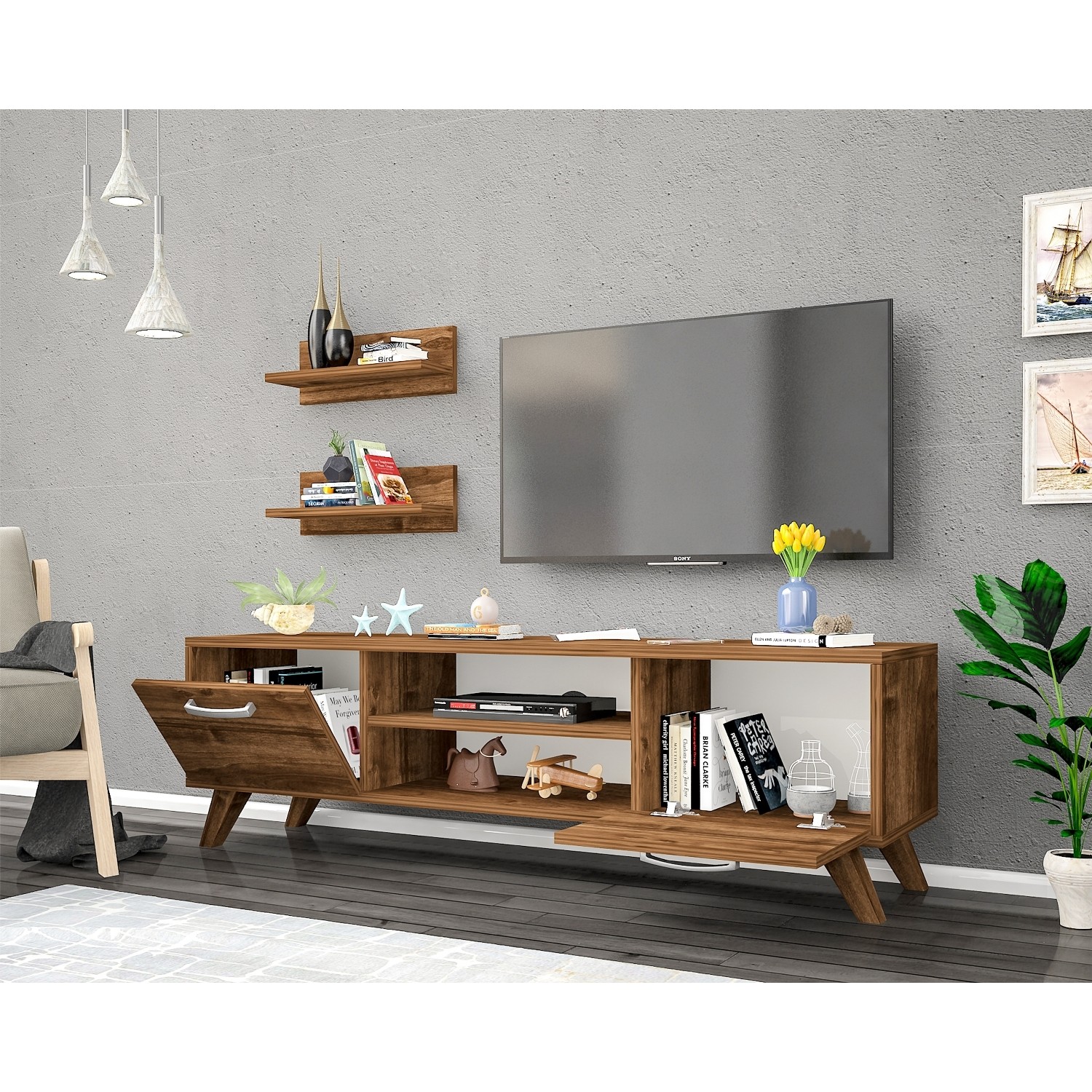 Ankara Mobilya Delta Ceviz 2 Raflı 140 Cm Tv Sehpası Fiyatı