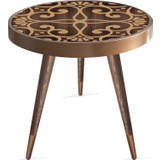 Olunca Ahşap Dokulu Motif Tasarım Modern Ahşap Yan Sehpa Yuvarlak Ø45cm