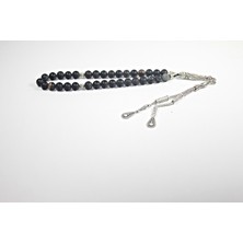 Rd Ekoavm Çift Püskül Damla Uçlu Küre Kesim Tesbih 8 mm Siyah Damarlı Akik Tespih Rdt12156