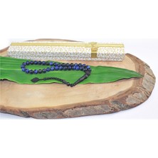 Rd Ekoavm Siyah Kaplama Püsküllü Kayı Uçlu Küre Kesim 8 mm Tesbih Mavi Kaplangözü Tespih Rdt2286