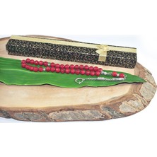 Rd Ekoavm Tek Püskül Ay Yıldız Uçlu Küre Kesim 8 mm Tesbih Kırmızı Mercan Tespih Rdt2254