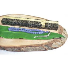 Rd Ekoavm Tek Püskül Yaprak Uçlu Küre Kesim 8 mm Tesbih Dumanlı Mor Akik Tespih Rdt2236