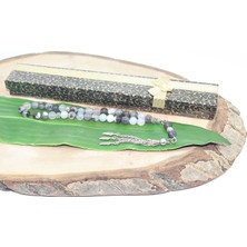 Rd Ekoavm Üç Püskül Ay Yıldız Uçlu Küre Kesim 8mm Tesbih Damarlı Duman Akik Taşı Tespih Rdt2194