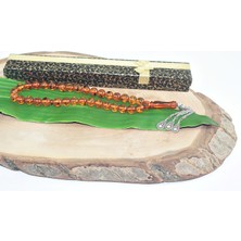 Rd Ekoavm Üç Püskül Damla Uçlu Küre Kesim 8 mm Tesbih Karınca Fosilli Akrilik Tespih Rdt2053