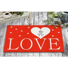 Olunca Olunca Love Kalp Tasarım Kapı Önü ve Ev İçi Paspas 45x75 cm