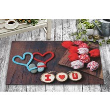 Olunca Olunca Sevgililer Günü Kalp Taş Tasarım Kapı Önü ve Ev İçi Paspas 45x75 cm