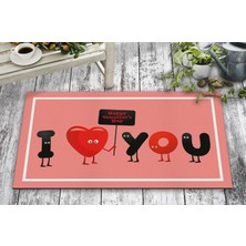 Olunca Olunca I Love You Tasarım Kapı Önü ve Ev İçi Paspas 45x75 cm