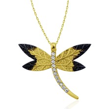 Lilarote Beyaz Taşlı Altın Yusufçuk Kolye