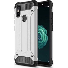 Case 4U Xiaomi Mi 6X Kılıf Çift Katman Zırh Koruma Tank Arka Kapak - Gümüş