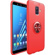 Case 4U Samsung Galaxy A6 2018 Kılıf Yüzüklü Darbeye Dayanıklı (Mıknatıslı Araç Tutucu Uyumlu) Kırmızı