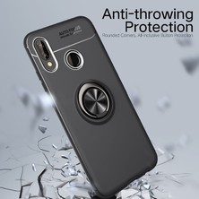 Case 4U Huawei P20 Lite Kılıf Yüzüklü Darbeye Dayanıklı (Mıknatıslı Araç Tutucu Uyumlu) Siyah - Kırmızı