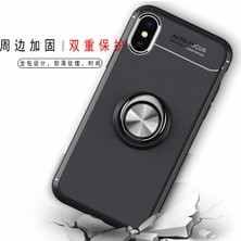 Case 4U Apple iPhone X Kılıf Yüzüklü Darbeye Dayanıklı (Mıknatıslı Araç Tutucu Uyumlu) Lacivert