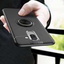 Case 4U Samsung Galaxy J8 Uyumlu Kılıf Yüzüklü Darbeye Dayanıklı (Mıknatıslı Araç Tutucu Uyumlu) Lacivert