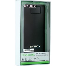 Syrox 20000 mAh Dijital Ekranlı PowerBank Siyah