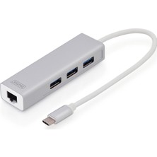 Digitus DA-70255 3 Port USB 3.0 Type C Hub With Gigabit Ethernet