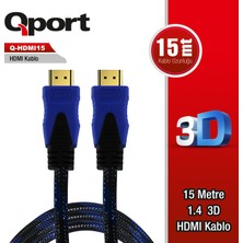 Qport HDMI to HDMI 15 M Altın Uçlu Kablo (Q-HDMI15)