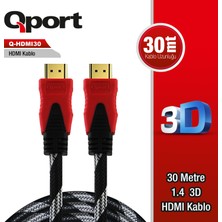 Qport Q-Hdmı30 To Hdmı30 1.4 3D 30 Metre Altın Uçlu Kablo Q-Hdmı30