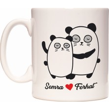 Sevgiliye Panda Tasarım Kişiye İsme Özel İsim Yazılabilir Kupa Bardak