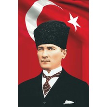 Gönder Bayrak Atatürk Kristal Parlak Saten Flama 50 x 75 cm