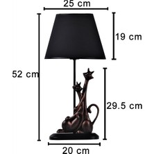 Qdec Modern Dizayn Kedi Abajur Bakır Bej