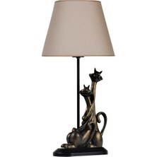 Qdec Modern Dizayn Kedi Abajur Gold Bej