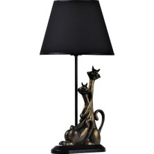 Qdec Modern Dizayn Kedi Abajur Gold Siyah