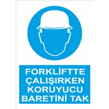 Sticker Master Forkliftte Çalışırken Koruyucu Baretini Tak Sticker Oto Motor Pc Etiket