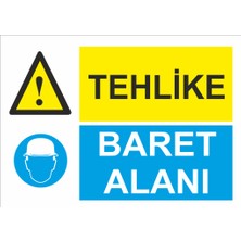 Sticker Master Tehlike Baret Alanı Uyarı Levhası Sticker Oto Motor Pc Etiket