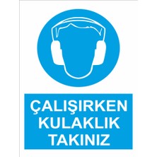 Sticker Master Çalışırken Kulaklık Kullanın Uyarı Levhası Sticker Etiket Oto Motor Pc Etiket