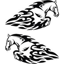 Sticker Master Alevli At Sticker Oto Motor Pc Etiket