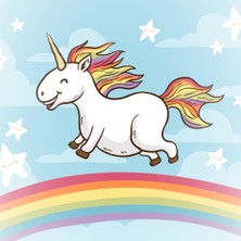 Sticker Master Mutlu Unicorn Çocuk Odası Sticker Oto Motor Pc Etiket