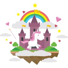 Sticker Master Unicorn ve Harikalar Diyarı Çocuk Odası Sticker Oto Motor Pc Etiket