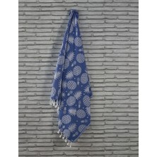 Denizli Concept Ananas Peştemal Mavi Karde Pamuk 100x180 cm Hızlı Kuruyan Modern Tasarım