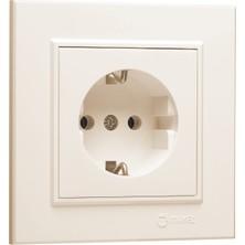 Makel Topraklı Priz  Krem Karea   Makel