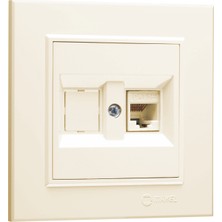 Makel İkili İnternet Data Prizi (1 Adet Kat 5 ) Karea Krem Makel