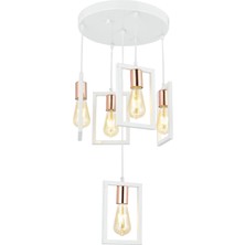 Taşcan Aydınlatma Julyan 5 Li Beyaz Tepsili Sarkıt Avize