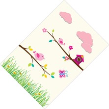 Cici Tasarım Sevimli Kuşlu Pembe Çocuk Odası Tasarımsı-100x150