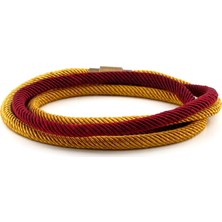 Solfera Bordo Sarı Çift Sıra Manyetik Klips Erkek Bileklik Bt469