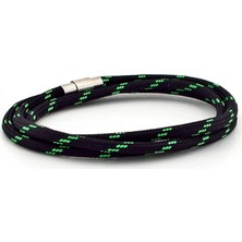 Solfera Siyah Yeşil Desen Paracord Üç Sıra Erkek Bileklik Bt532