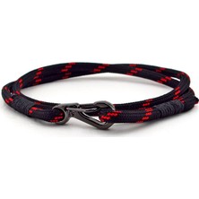 Solfera Kırmızı Siyah Paracord Metal Kancalı Sarma Erkek Bileklik Bt544