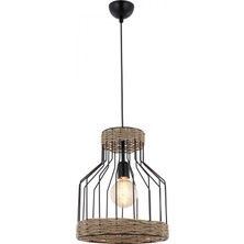 AVONNI AV-1584-1B-BSY Siyah Boyalı Modern Avize E27 Metal Jüt Halat 30cm