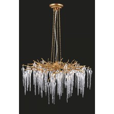 Avonni AV-4168-8BSA Sarı Kaplama Modern Avize G4 Metal Kristal H: 115 cm, Ø: 80 cm