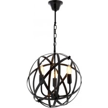 Avonni AV-4183-3BSY Siyah Boya Modern Avize E14 Metal H: 75 cm, Ø: 36 cm