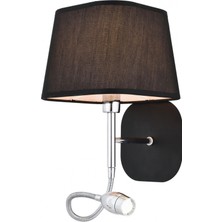 Avonni HAP-9071-1BS-LED Siyah Boya Aplik E14 Metal Kumaş H: 51 cm, WxD: 18x22 cm